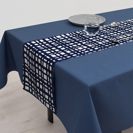 Style Decor W2602230 Table Runner/Table Center, 11.8 x 82.7 inches (30 x 210 cm), 100% Cotton, Reversible Type, Navy Leaf