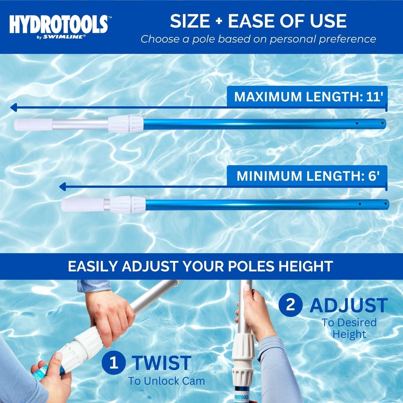 SWIMLINE HYDROTOOLS 83515 2-Piece Telescopic Pole 6 To 11 Feet