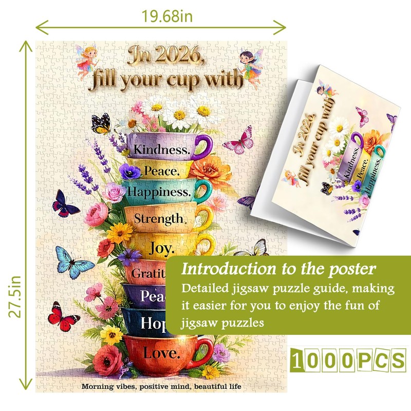 PICKFORU Cup of Wise Sayings Jigsaw Puzzles 1000 Pieces, Flower