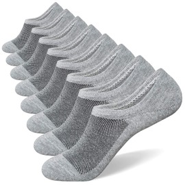 Calcetines invisibles para hombre, paquete de 8 unidades, de algodón, de corte bajo, antideslizantes, para mocasines, zapatos planos, zapatos de talla 5-8/9-11/12-15, Anti Olor - 8 Gris, 12-15