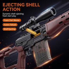 Toy Sniper Rifle Gun with Shell Ejecting Mechanism, Soft Bullet Toy Gun Realistic Design for Outdoor Shooting Games & Collectors, Safe Foam Bullets for Kids Ages 8+