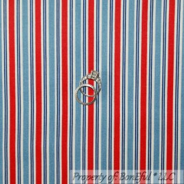 Quilting Treasures BonEful Fabric FQ Cotton Quilt White Red Blue American Ticking Stripe Boy Girl S