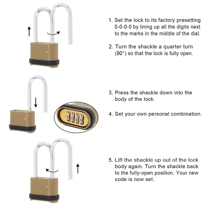 HOJLKLD 4 Digit Combination Lock, Heavy Duty Combination Padlock with