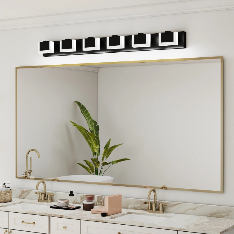 Ship in USA,LED Black Modern Vanity Light 6 Light Matte