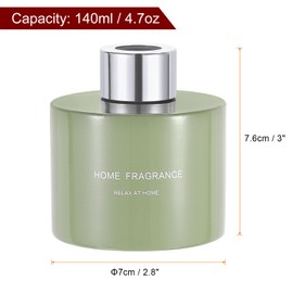HARFINGTON Empty Glass Diffuser Bottle 140ml/4.7oz Refillable Fragrance Accessories Aromatherapy Jar Container for Replacement Reed Diffuser DIY Home Bathroom Green with Silver Tone Cap
