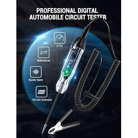 Probador de Circuito Automotriz con Buzón 3-72V Mejorado, Probador de Circuito LED Digital de Servicio Pesado con Voltímetro e Indicador de Polaridad