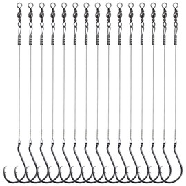 CWSDXM Circle Hooks Rigs, 15pcs Fishing Leader Rigs with Steel Leader Wire and Circle Hooks 1/0 2/0 3/0 4/0 5/0 6/0 7/0 8/0 9/0 10/0 for Bass, Catfish Fishing (8/0)