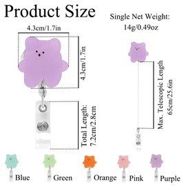 1 Pack Cute Bears Acrylic Retractable Badge Reel Holder Cartoon Name Badge Reels with with Alligator Clip for Nurse Doctor Teacher Office Worker (Pink)