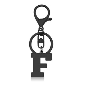 Dabihu Initial Letter Keyring for Women Men Alphabet Keychain Stainless Steel Letter Pendant with Key Ring for Car Key Handbag Backpack Bag Purse Black Letter Initial Gift Initial Monogram Letter F