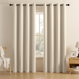 CUCRAF Light Beige Blackout Curtains 90 inch Length 2 Panels Set, Room Darkening Curtains & Drapes for Living Room Bedroom, Thermal Insulated Light Blocking Grommet Window Curtain (W52 x L90 Inch)