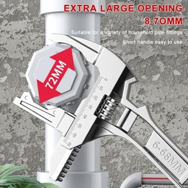 Wisyurt Reversible 6 to 68 mm Kitchen Sink Socket Wrench Adjustable Wrench 6 to 68 mm Adjustable Wrench Silver