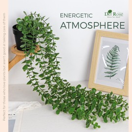 Der Rose 24.8'' Fake Hanging Plants Artificial Potted Eucalyptus Vine Plants Indoor and Outdoor for Office Home Living Room Bathroom Wall Shelf Decor (1Pack)