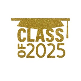 Class of 2025 Iron On Decal, Senior Graduation Patch, DIY Craft, Heat Transfer, Senior Tshirt Graphic Vinyl Applique, Pick Size Color, Iron-On Most Items 5 Min. (Old Gold Glitter)