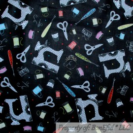 Quilting Treasures BonEful Fabric FQ Cotton Quilt Old VTG Antique Metal Sewing Machine Tool Scissor