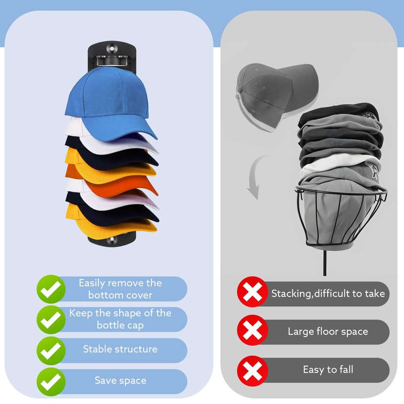 Hat Organizer for Baseball Caps, 2 Pack Hat Rack for