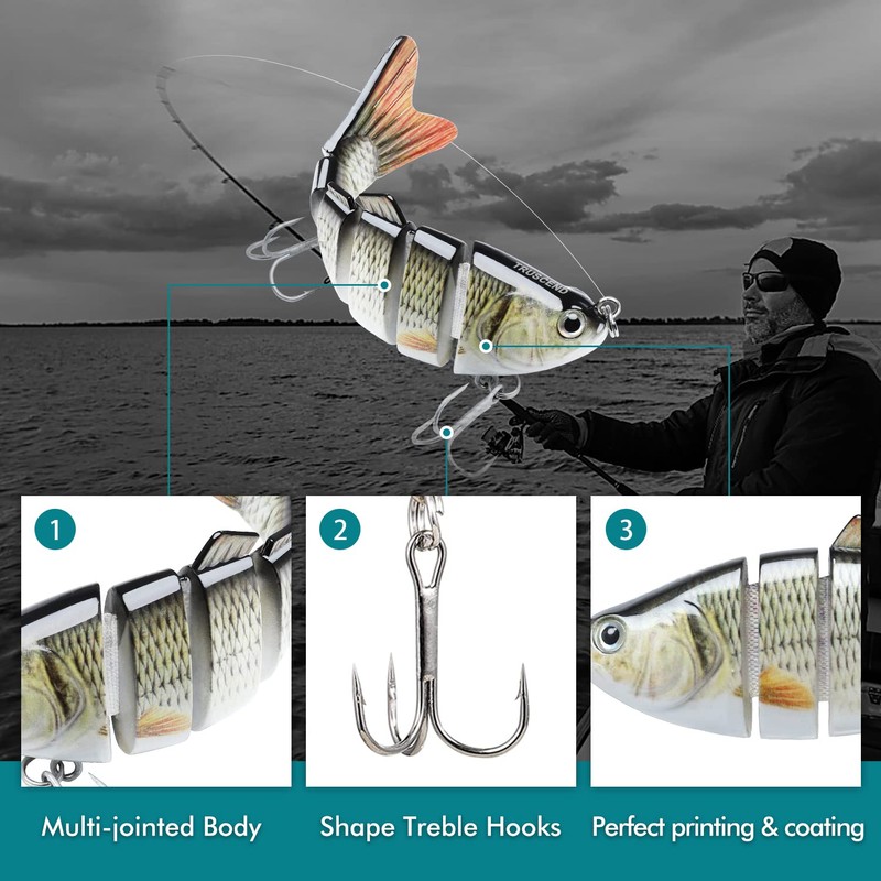TRUSCEND Señuelos Articulados para Pesca Pez Nadador Swimbait Cebo con