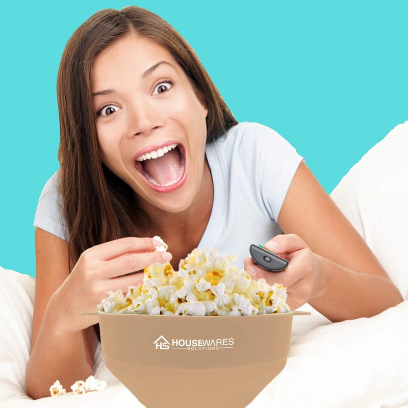 Collapsible Silicone Microwave Hot Air Popcorn Popper Bowl With Lid