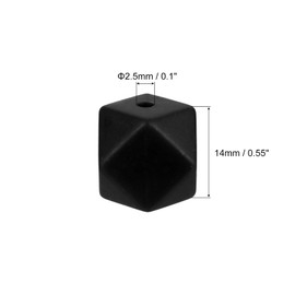 PATIKIL 14 mm Hexagonal Silicone Beads, 30 Pcs Polygonal Beads Bulk Rubber Loose Beads for Keychain Necklace Bracelet Jewelry Making DIY Pen, Black