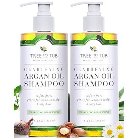 Tree to Tub Peppermint Shampoo for Oily Hair  Sensitive Scalp - Gentle Clarifying Shampoo for Build Up, Sulfate Free Anti Residue Hair Shampoo for... 