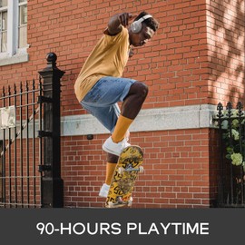 DOQAUS - Auriculares Bluetooth sobre la oreja, 90 horas de reproducción inalámbricos con 3 modos de ecualización, aislamiento de ruido, auriculares estéreo de alta fidelidad con graves profundos,