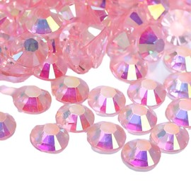 Flatback Resin Rhinestones for Nail Art,1000pcs 6mm Transparent Light Pink AB Flat Back Rhinestones Bulk,Half Round Rhinestones Crystal Gemstones for DIY Crafts