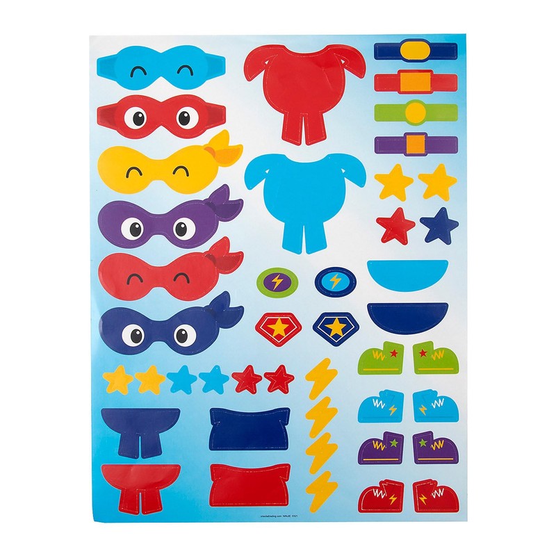 Fun Express Superhero Animals Sticker Scenes - 12 Pc