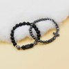 Tobestu 2Pcs Black Obsidian and Hematite Bead Bracelets - Christian