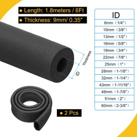 WorkBless Pair of 6ft Insulation Sleeves for 2" Pipes - HVAC/Plumbing Application