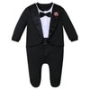 A&J DESIGN Baby Tuxedo Boy Infant Formal Birthday Footie Outfit