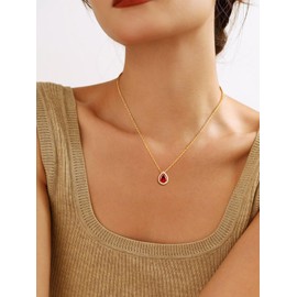 GOLDCHIC Jewellery Women's Necklace Birthstone Necklace Girls Women's Necklace 41 cm Copper Rolo Chain Choker Layering Chain Jewellery Accessory for Birthday, Cubic Zirconia