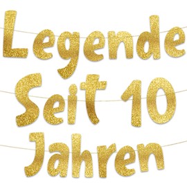 Lustige Banner, Glitzerbanner Legende Seit 10 Jahren, Partyzubehör zum 10. Geburtstag