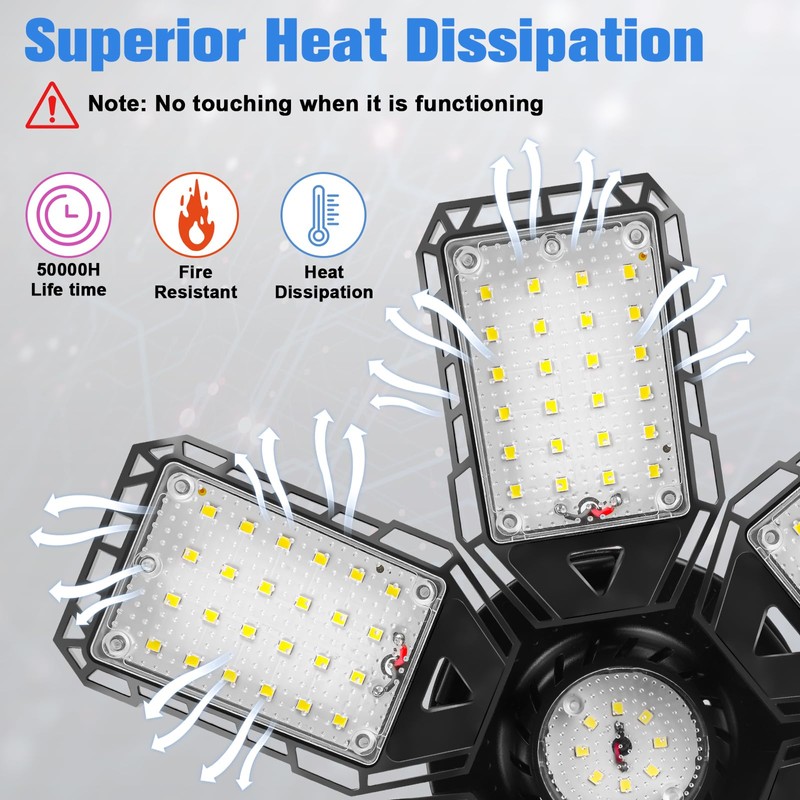 Aoretic LED Garage Lights 4 Pack -180W, 18000LM 6500K Led