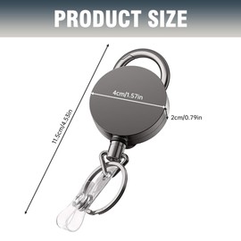 1 x Extendable Key Fob, 60-70 cm, Retractable Key Fob for ID Card, Access Card, Extendable Steel Cable, Retractable Keychain