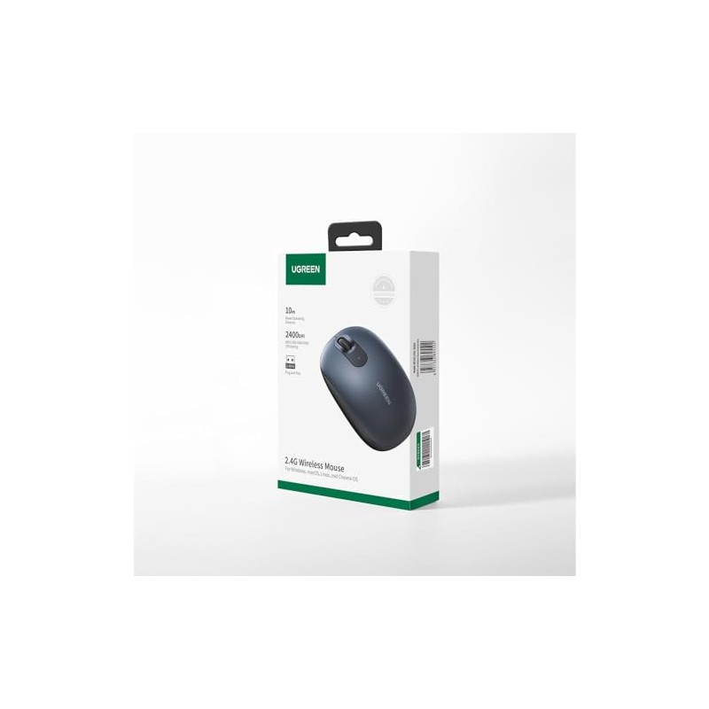 UGREEN Mouse Optico, 2400 dpi, RF inalambrico, USB-A, 10 M,
