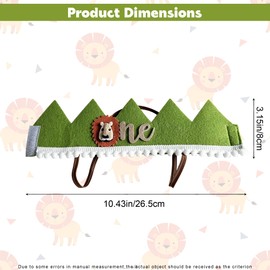 Ysqool Lion 1st Birthday Crown, Wild One First Birthday Decorations for Boys, Jungle Safari 1st Party Hat Decorations for Baby One Year Old Party Supplies, Photo Booth Props