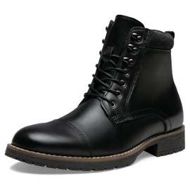 Vostey Mens Boots Leather Casual Boots for Men Chukka Dress Mens Motorcycle Boots (BMY8200A Black 8)