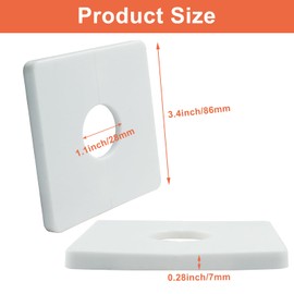 Waziaqoc 2 Pcs Wall Split Flange, ABS Square Self-Adhesive Escutcheon Plate Buckles for 1.04 Inch/26 mm Diameter Pipe, White