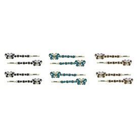 12 Piece Set - 6 Pairs - Bella Butterfly Hairpins U86200-2774-D