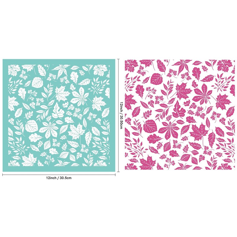 BAOFALI Autumn Leaves Pattern Theme Stencils,8.5x11inch Self-Adhesive Reusable Mesh Silk Screen