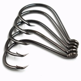 100pcs Size 4#~6/0 Offset Point Octopus Hook with Closed Eye Black High Carbon Steel Sport Circle Hook (1/0（100pcs）)