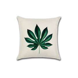 Holiday Depot Green Plant Leaves Design Cotton Linen Fabric Decorative Indoor/Outdoor Throw Pillow Cover Set 18x18