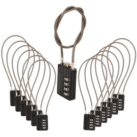 SEPOX® Versatile 12-Piece Resettable 4-Digit Combination Travel Lock Luggage Set – Own Password Set-Up, Extrem Long Anti-Cut Vinyl Steel Cable, Ideal for Suitcase - Black 32cm Cable