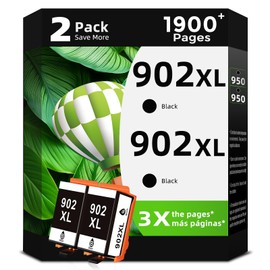 902XL Black Ink Cartridges 2 Pack Compatible for HP 902 XL HP902XL HP902 for HP for OfficeJet Pro 6960 6968 6970 6971 6974 6975 6978 6979 OfficeJet 6958 6950 6951 6954 6956 6961 6962 6964 Printers