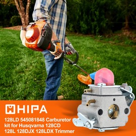 Hipa 128LD Carburetor for Husqvarn 128CD 128 LD 125L 128LDX 128L 128C 125R 128R 128RJ 125RJ Trimmer Edger Replace 545081848 C1Q-W40A with 530150253 530057846 Filter