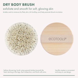 EcoTools, Dry Body Brush, Cepillo Ecológico para Exfoliar, Cepillos Corporales Exfoliantes, Piel Suave, Modelo 7425