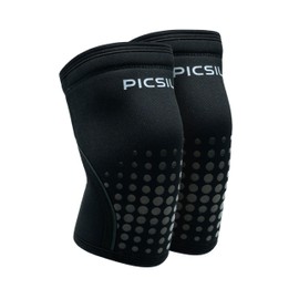 PICSIL 7/10mm Rigid Neoprene Knee Pads, 2 Knee Sleeves for Crosstraining, Powerlifting and Weightlifting, For All Types of Athletes, Unisex (Moonless 10mm, L)