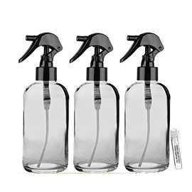 Perfume Studio® 4oz Boston Round Clear Glass Spray Bottles with Trigger Sprayers (Pack of 3 Bottles with a Complimentary Perfume Oil Sample)
