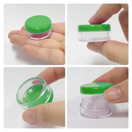 (Quantity: 25 Pieces) Beauticom 5G/5ML Round Clear Jars with GREEN Lids for Lotion, Creams, Toners, Lip Balms, Makeup Samples