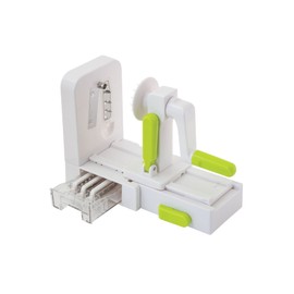 Farberware Professional Foldable Fruit And Vegetable Spiralizer Slicer Easy Store Fold And Lock With 4 Blades And Built In Blade Storage Caddy, White