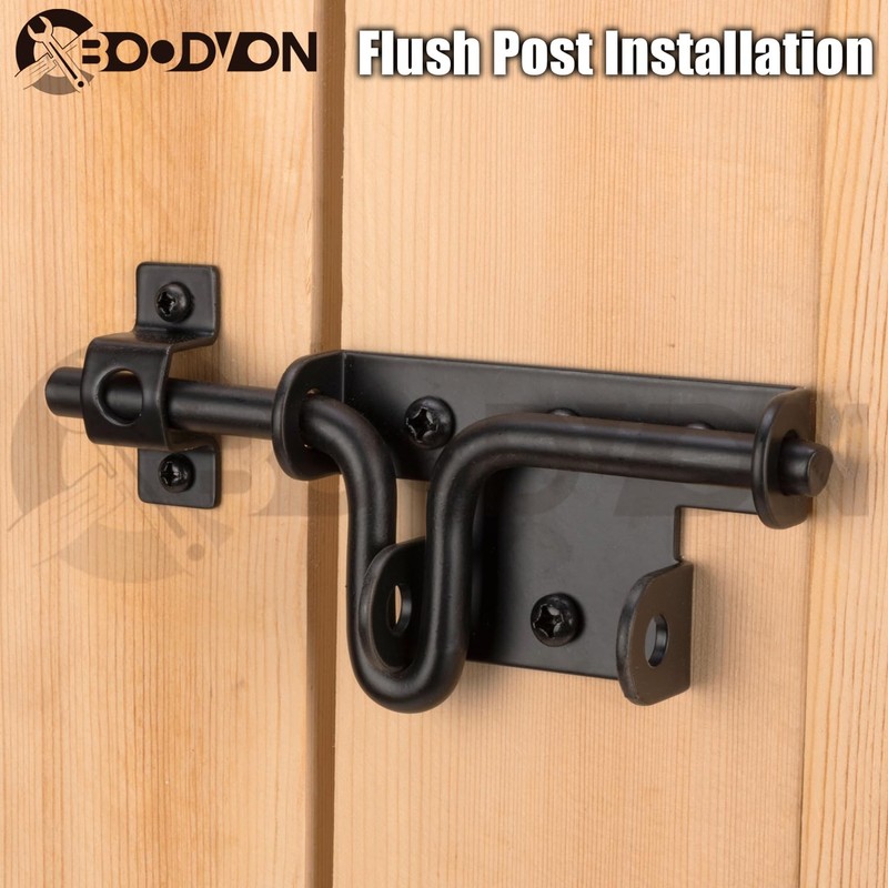 BOODVON Slide Bolt Gate Latch for Wooden Fence, Sliding Bolt